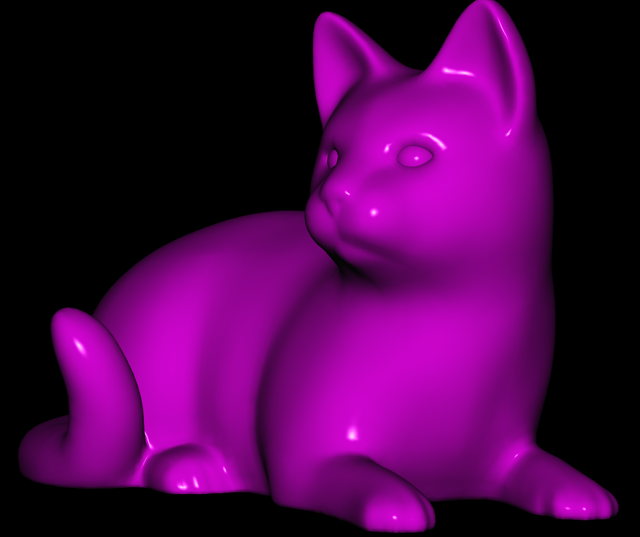 A 3D model of a cat with Phong shading